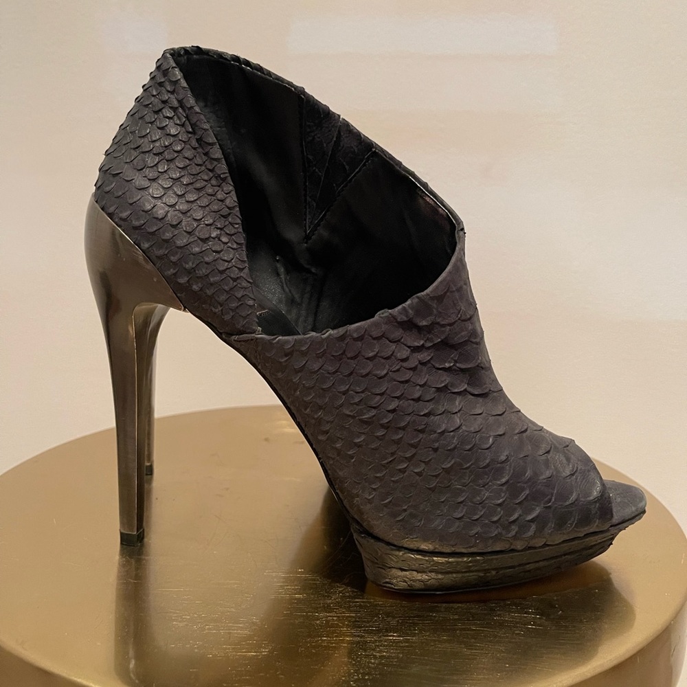 Bcbg Maxazria Python Open Toe Platform Heel Booti… - image 2